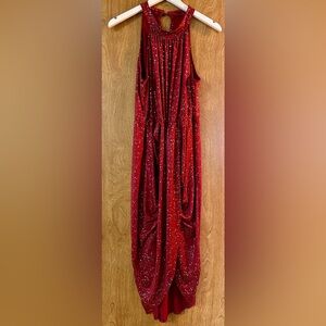 SHEIN Curve Red Glitter Halter Midi Dress | Size 1XL